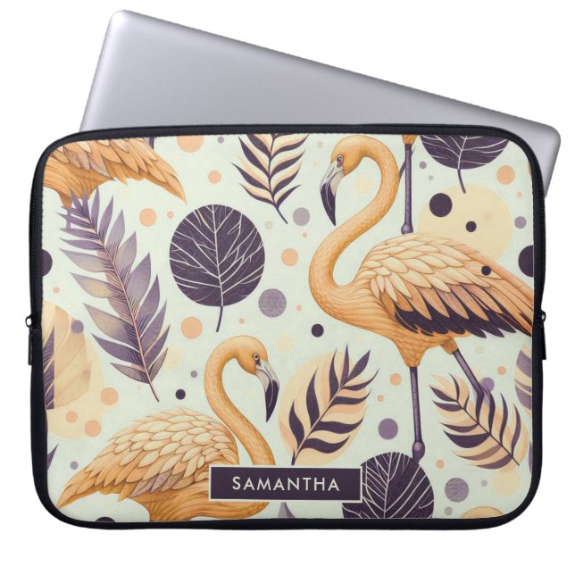 Vintage Flamingo Sömlös Laptop Fodral (Framsidan)