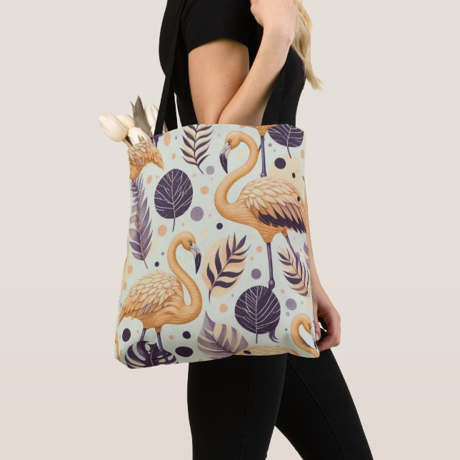 Vintage Flamingo Sömlös Tygkasse (Närbild)