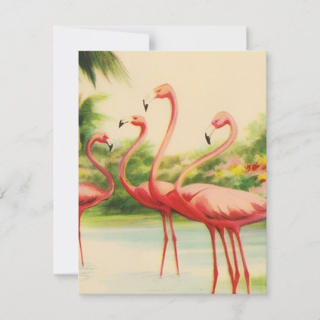 Vintage Flamingos Anteckningskort (Framsida)