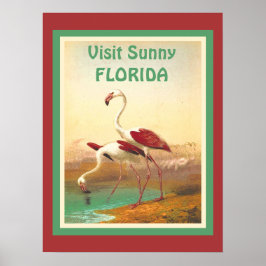 Vintage Flamingos Besök Florida-turismresa Poster