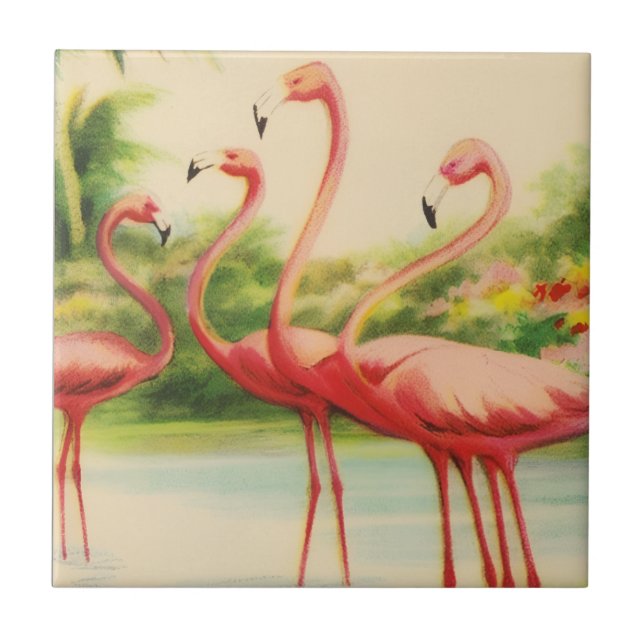 Vintage Flamingos Kakelplatta (Framsidan)
