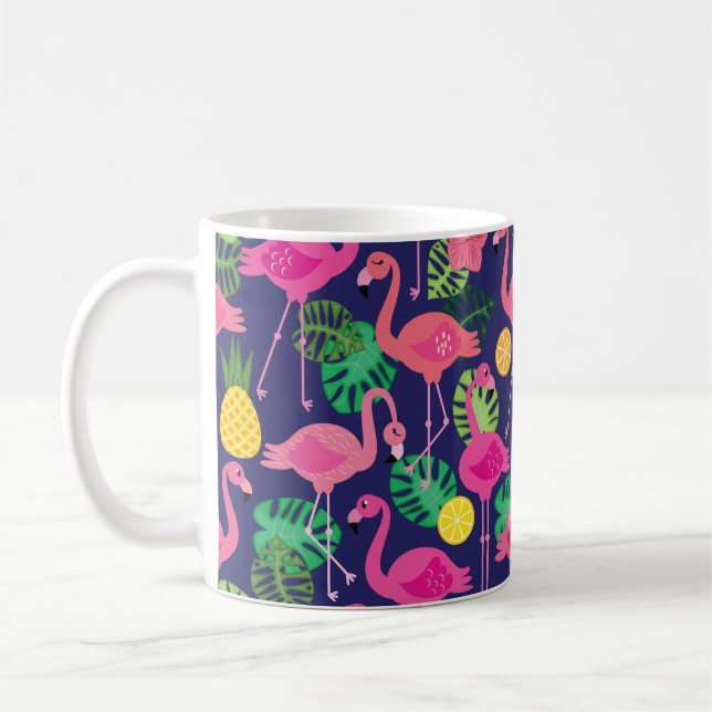 Vintage flamingos, sommaren inslag mönster kaffemugg (Vänster)