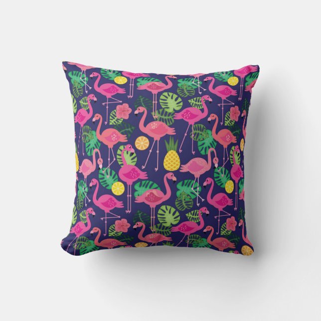 Vintage flamingos, sommaren inslag mönster kudde (Framsida)