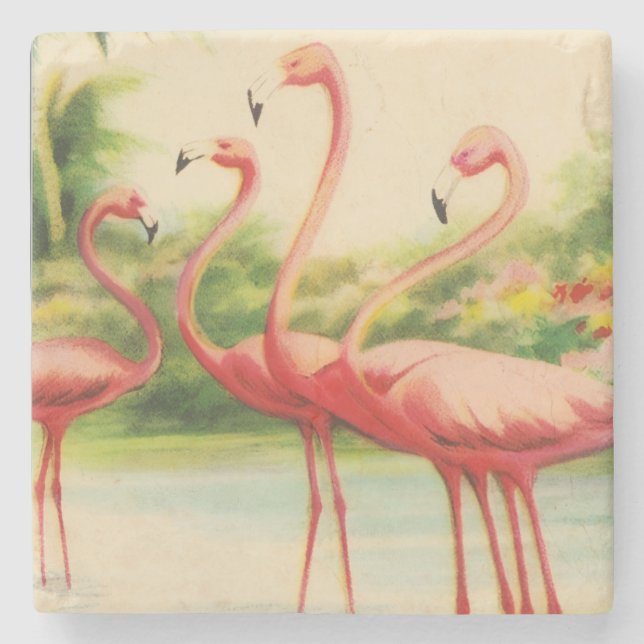 Vintage Flamingos Stenunderlägg (Framsidan)