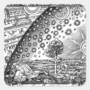 Vintage Flammarion Illustration of Universe Fyrkantigt Klistermärke
