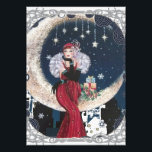 Vintage Flapper Art Deco Woman på Crescent Måne Fototryck<br><div class="desc">Vintage Flapper Art Deco Woman på Crescent Måne</div>