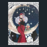 Vintage Flapper Art Deco Woman på Crescent Måne Fototryck<br><div class="desc">Vintage Flapper Art Deco Woman på Crescent Måne</div>