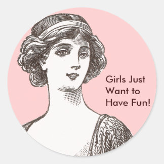 Vintage Flapper Beauty Girls vill bara ha Roligt Runt Klistermärke
