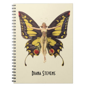 Vintage Flapper Butterfly Personlig Anteckningsbok