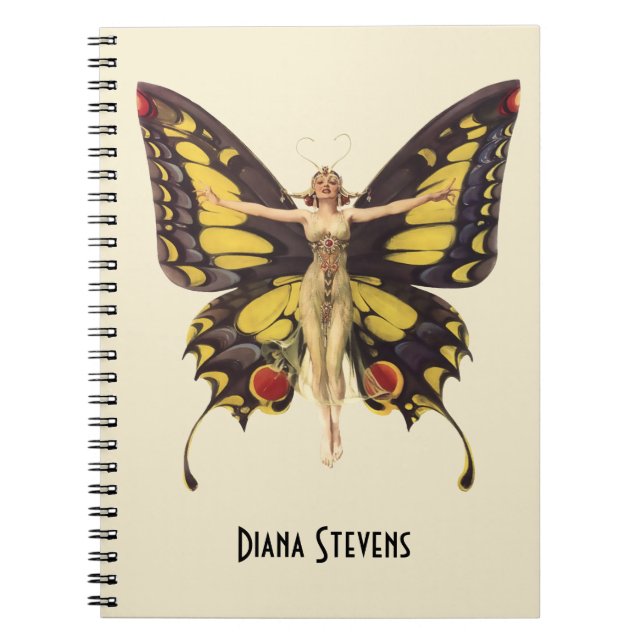Vintage Flapper Butterfly Personlig Anteckningsbok (Framsidan)