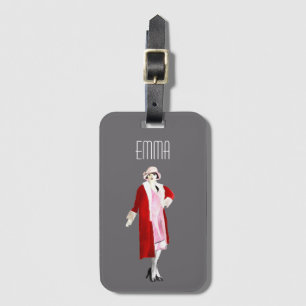 Vintage Flapper Girl art Bagagebricka
