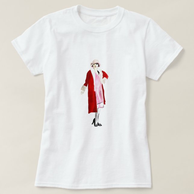 Vintage Flapper Girl art T Shirt (Design framsida)
