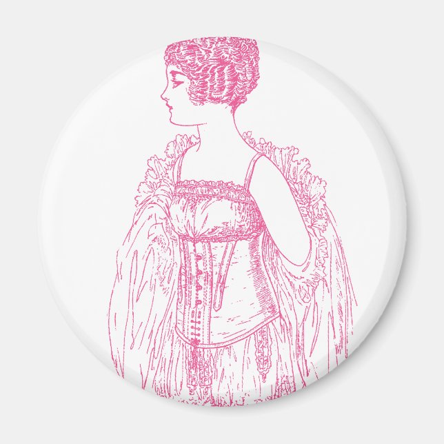 Vintage Flapper Livlina Rosa Magnet (Framsidan)