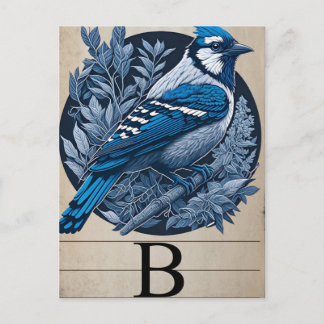 Vintage Flashcard B Blåfågel Vykort