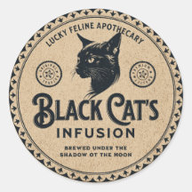 Vintage flasketikett Svart katt Halloween-dekorati