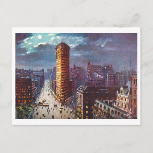 Vintage Flatiron Building i New York City Vykort