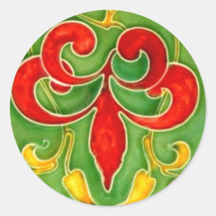 Vintage Fleur de Lis Belägga med tegel konster Runt Klistermärke