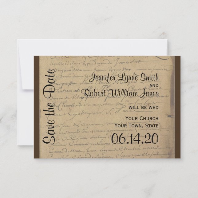 Vintage Fleur de Lis Bröllop spara datum Datumet (Framsida)