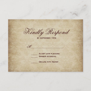 Vintage Fleur De Lis Damask Wedding OSA kort