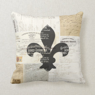 Vintage Fleur de Lis Fransk Efemär Kudde