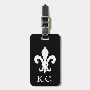 Vintage fleur de lis monogram resgodsagenummer bagagebricka