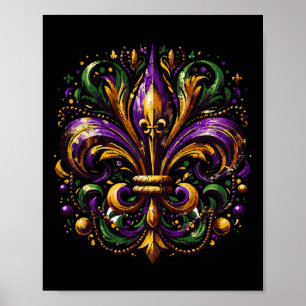 Vintage Fleur De Lis New Orleans Costume Outfit Mo Poster