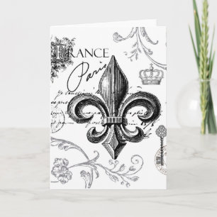 Vintage Fleur de Lis notecard Kort