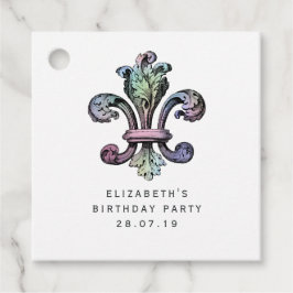 Vintage Fleur de Lis och iriserande damast Gåvor Etiketter