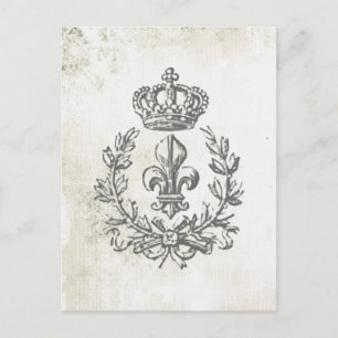 Vintage Fleur de Lis och Krona-vykort Vykort