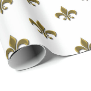 Vintage Fleur de Lis Petite White Fransk Presentpapper