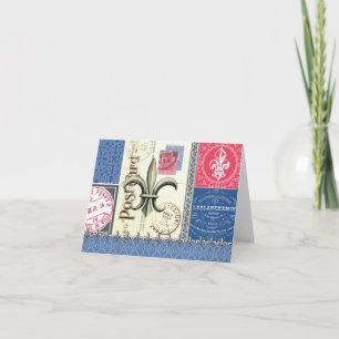 Vintage-Fleur de Lis porto-notecard Kort