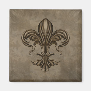 Vintage Fleur-de-lis Sepia Magnet