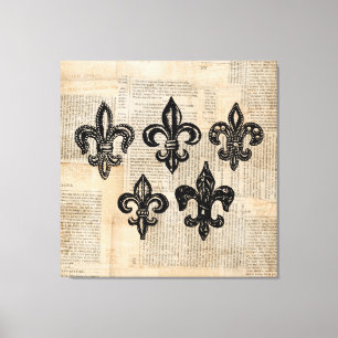 Vintage Fleur de Lis Symbols Fleur-de-lis Art Canvastryck