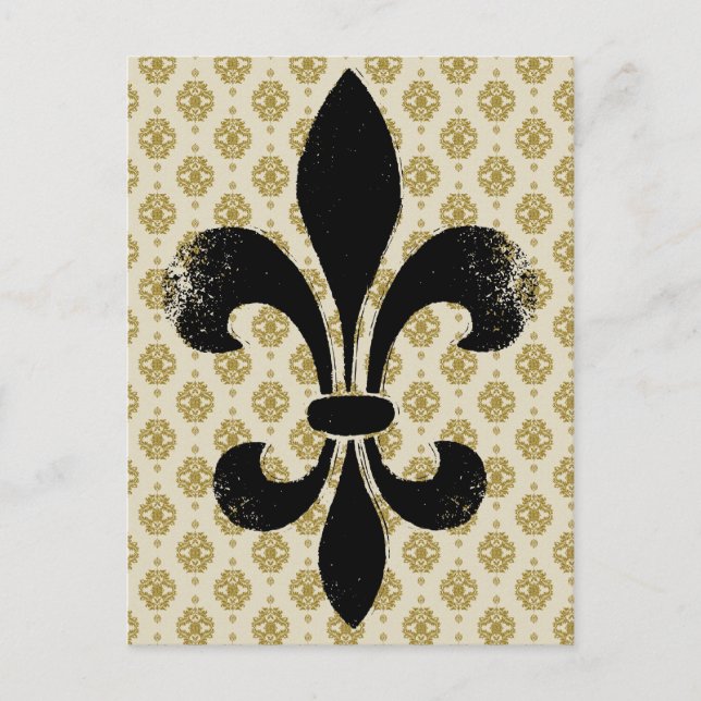 Vintage Fleur de lis Vykort (Framsida)