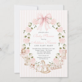 Vintage flicka baby shower, Baby flicka leksaker Inbjudningar