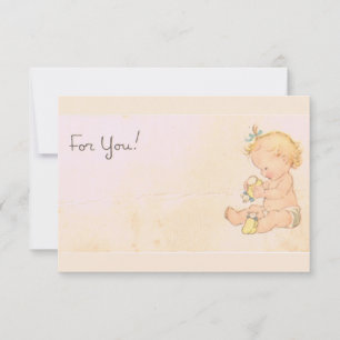 Vintage Flicka Baby Shower Inbjudningar