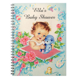 Vintage Flicka Baby Shower Notebook Anteckningsbok