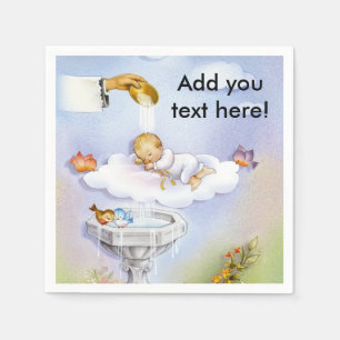 Vintage Flicka Baptism Christening napkin Pappersservett