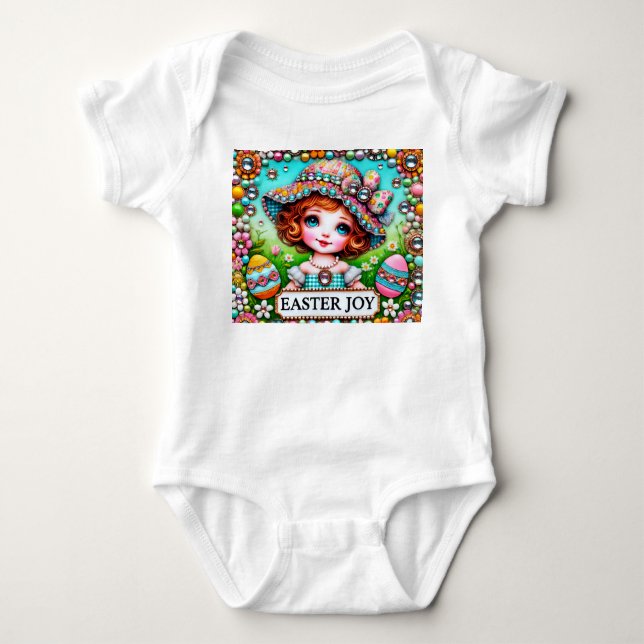 VINTAGE Flicka Påskägg ~ Påsk GLÄDJE~ T Shirt (Framsida)