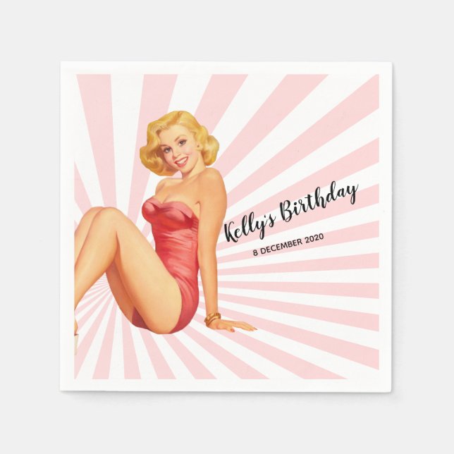 vintage flicka, stift upp, Pappra blöjor Pappersservett (Framsidan)