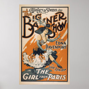 Vintage Flickan från Paris Poster