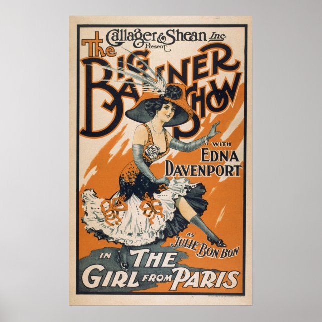 Vintage Flickan från Paris Poster (Framsidan)