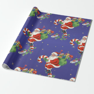 Vintage Flies Santa - God jul Presentpapper