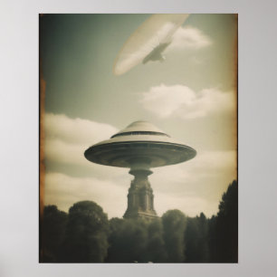 Vintage Flies Saucer Poster