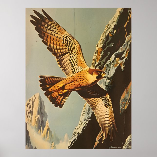 Vintage Flight of the Merlin Falcon Poster (Framsidan)