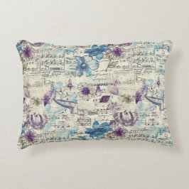 Vintage Floral Accent Pillow – Shabby Chic Purple Prydnadskudde
