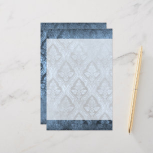 Vintage Floral Anpassat Pappersbrevpapper - Blå