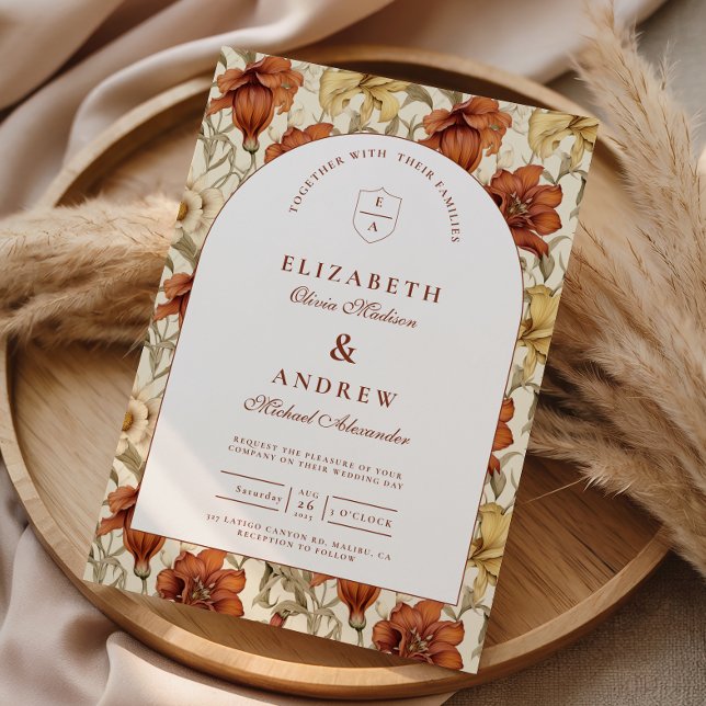 Vintage Floral Arch Elegant Wedding Inbjudningar (Skapare uppladdad)