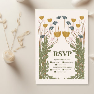 Vintage Floral Art Nouveau Bröllop OSA Kort