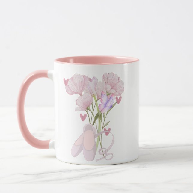 Vintage Floral Ballet Slippers Aesthetic Coffee Mugg (Vänster)